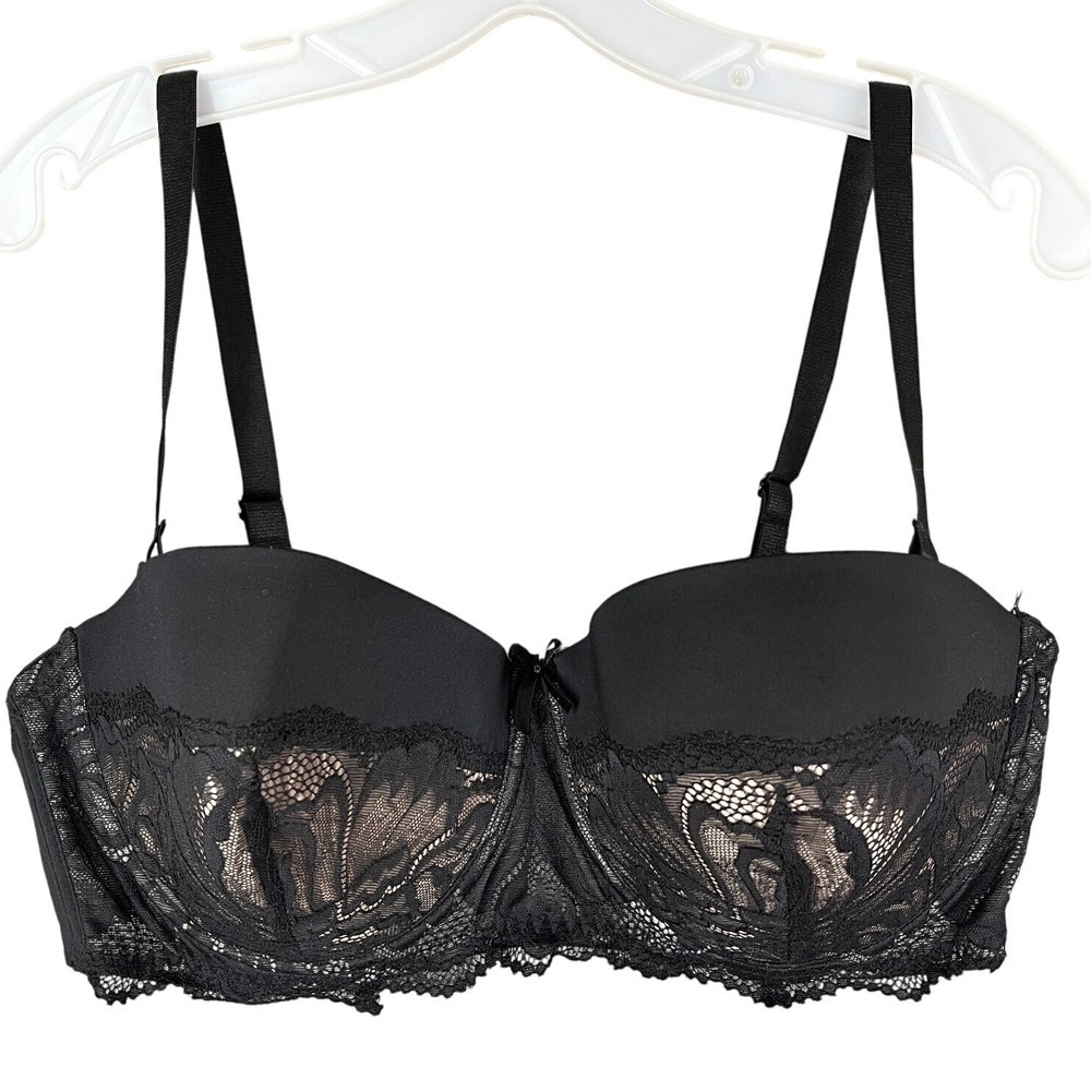Adrienne Vittadini Studio Bra Womens 42D Black Underwired‎ Padded Lace Romantic